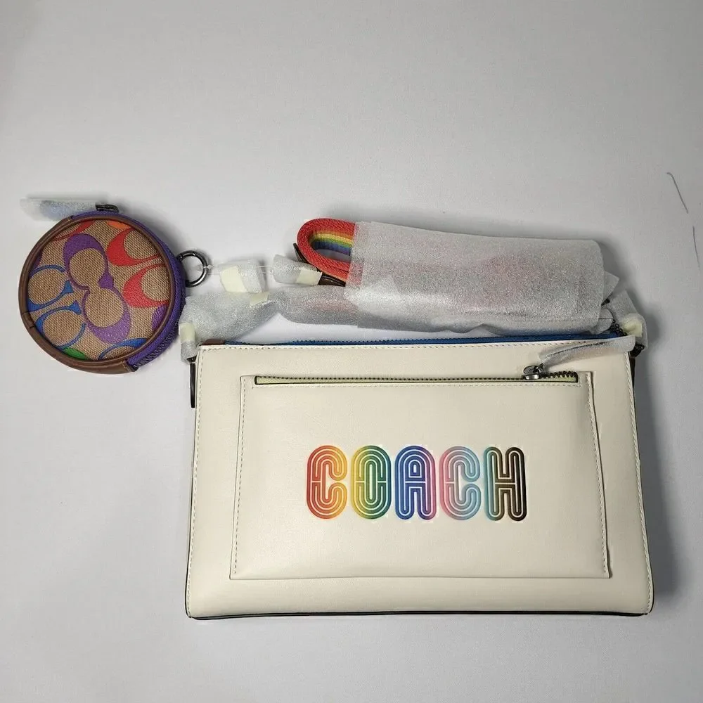 NWT Coach C9854 Holden Crossbody Rainbow Coach Gunmetal Chalk Multi Pride